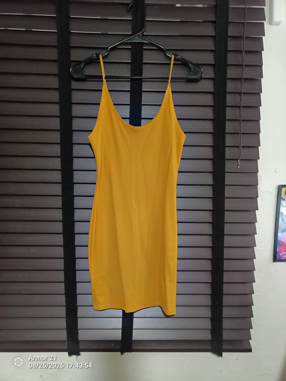 Iris Mustard Slip Dress with Spaghetti Straps